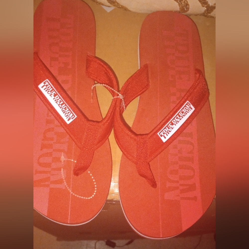 True Religion Red Flip Flops